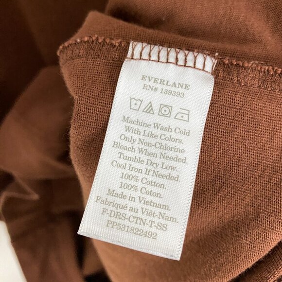 Everlane The Weekend Tee Dress Brown Mini Pocket Womens Size XS - Picture 4 of 6